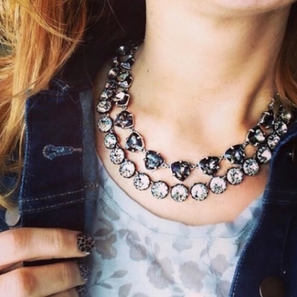 STELLA & DOT • Silver Somerveil Black Grey Crystal Necklace - Picture 8 of 10